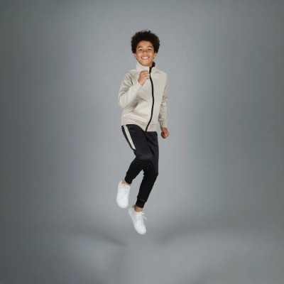 Survêtement enfant Auslese RS-804-BG beige et noir – veste zippée et pantalon