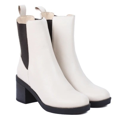 boots femme cuir beige chelsea à talon Andrea Bruni AB-9090-5-BG