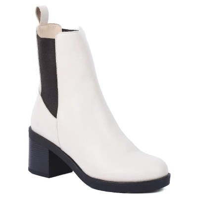 boots femme cuir beige chelsea à talon Andrea Bruni AB-9090-5-BG