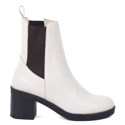 boots femme cuir beige chelsea à talon Andrea Bruni AB-9090-5-BG