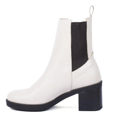 boots femme cuir beige chelsea à talon Andrea Bruni AB-9090-5-BG