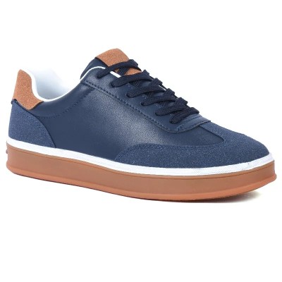 Sneakers homme GLA SHOES bleu marine et camel – Réf GLA-FA-1-BLM