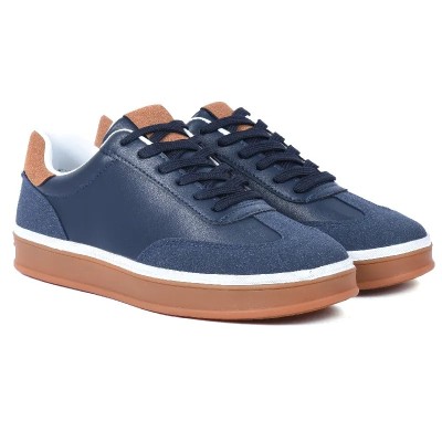 Sneakers homme GLA SHOES bleu marine et camel – Réf GLA-FA-1-BLM