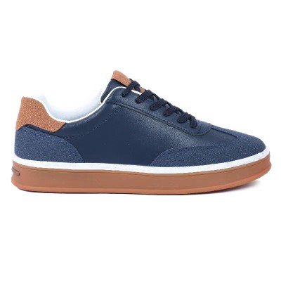 Sneakers homme GLA SHOES bleu marine et camel – Réf GLA-FA-1-BLM