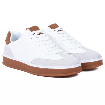 Sneakers homme GLA SHOES blanc et camel – Réf GLA-FA-1-BC