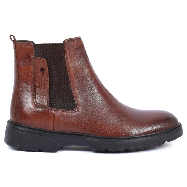 BOTTINES CHELSEA HOMME MARRON EN CUIR