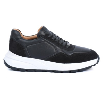 Baskets ELITO homme noires en cuir – Réf. EL-25115-N