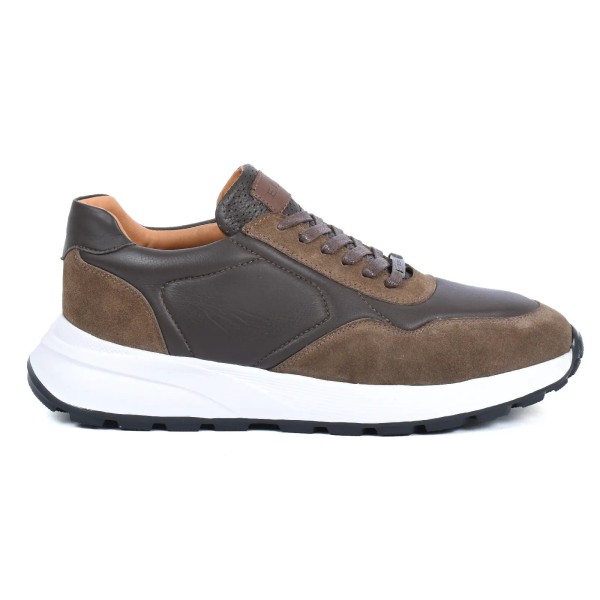 BASKETS HOMME MARRON EN CUIR