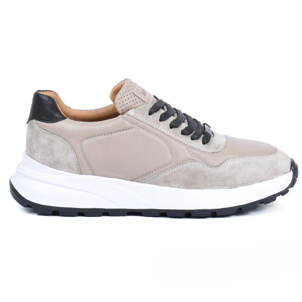BASKETS HOMME BEIGE EN CUIR