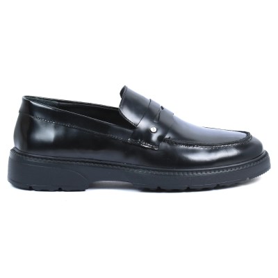 Mocassins ELITO homme noir vernis en cuir – Réf. EL-25111-NV