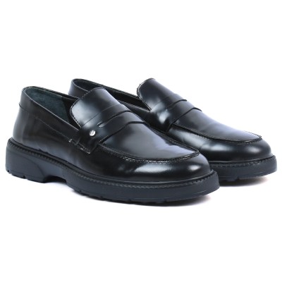 Mocassins ELITO homme noir vernis en cuir – Réf. EL-25111-NV
