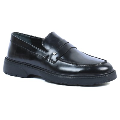 Mocassins ELITO homme noir vernis en cuir – Réf. EL-25111-NV