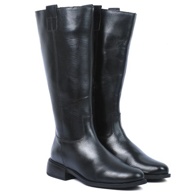 Bottes hautes Andrea Bruni femme noires en cuir – Réf. AB-109-7-N
