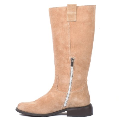 Bottes hautes Andrea Bruni femme camel en cuir daim – Réf. AB-109-7-DC