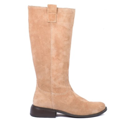Bottes hautes Andrea Bruni femme camel en cuir daim – Réf. AB-109-7-DC