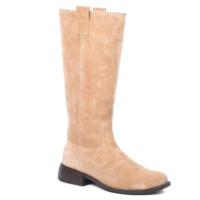 Bottes hautes Andrea Bruni femme camel en cuir daim – Réf. AB-109-7-DC