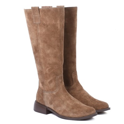 Bottes hautes Andrea Bruni femme marron en cuir daim – Réf. AB-109-7-DM