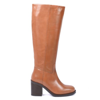 Bottes hautes Andrea Bruni femme camel en cuir – Réf. AB-532-1-C