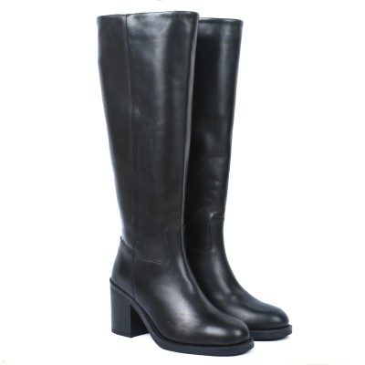 Bottes hautes Andrea Bruni femme noires en cuir – Réf. AB-532-1-N