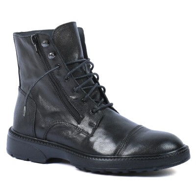 BOTTINES HOMME 100 % EN CUIR NOIRES  ELITO EL-25110-N