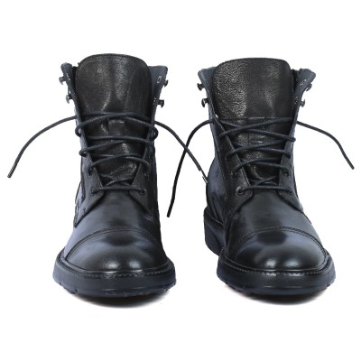 BOTTINES HOMME 100 % EN CUIR NOIRES  ELITO EL-25110-N