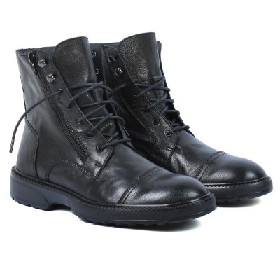BOTTINES HOMME 100 % EN CUIR NOIRES  ELITO EL-25110-N