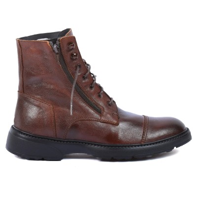 BOTTINES HOMME 100 % EN CUIR MARRON ELITO EL-25110-M