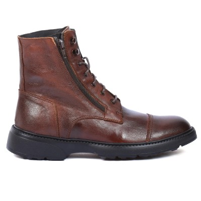 BOTTINES HOMME 100 % EN CUIR MARRON ELITO EL-25110-M