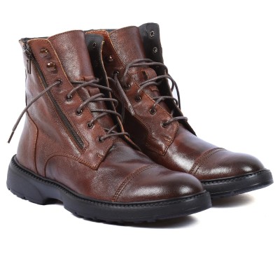 BOTTINES HOMME 100 % EN CUIR MARRON ELITO EL-25110-M