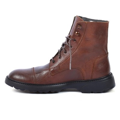 BOTTINES HOMME 100 % EN CUIR MARRON ELITO EL-25110-M