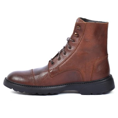 BOTTINES HOMME 100 % EN CUIR MARRON ELITO EL-25110-M