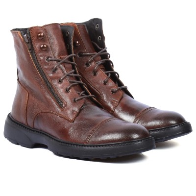 BOTTINES HOMME 100 % EN CUIR MARRON ELITO EL-25110-M