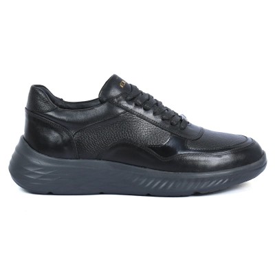BASKETS ELITO HOMME NOIRES 100 % EN CUIR EL-25116-N