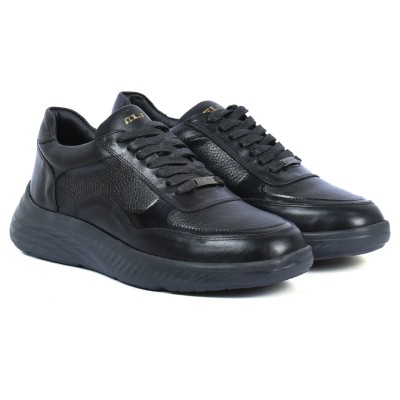 BASKETS ELITO HOMME NOIRES 100 % EN CUIR EL-25116-N