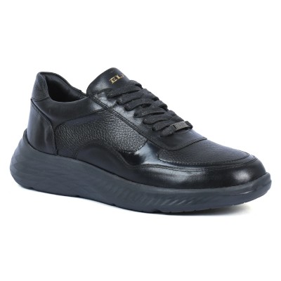 BASKETS ELITO HOMME NOIRES 100 % EN CUIR EL-25116-N