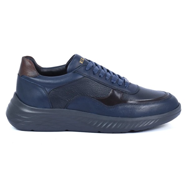 BASKETS HOMME BLEU EN CUIR