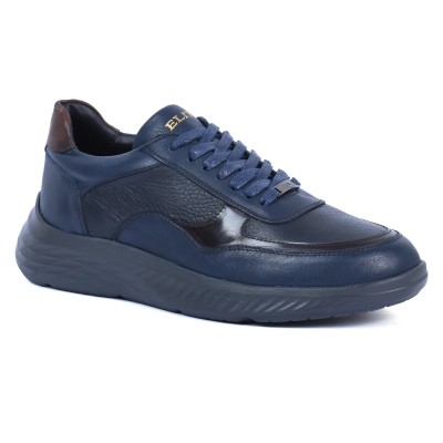 BASKETS ELITO HOMME BLEU 100 % EN CUIR EL-25116-BM