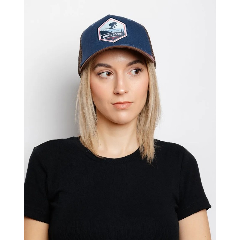 The Indian Face Born To Ski Cappello Trucker Unisex - Bianco - Chiusura Snapback - Visiera Curva