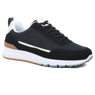 Sneakers homme noir G L A SHOES GLA-FA-9-N avec semelle blanche