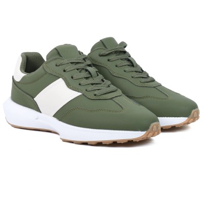 Sneakers homme vert G L A SHOES GLA-JD25-83-VT avec détails blancs