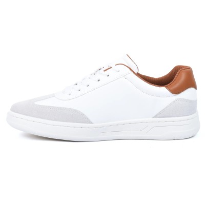 Sneakers homme blanc G L A SHOES GLA-FA-14-BC avec détails camel