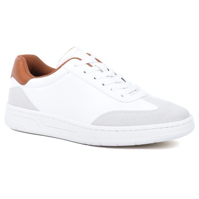 Sneakers homme blanc G L A SHOES GLA-FA-14-BC avec détails camel