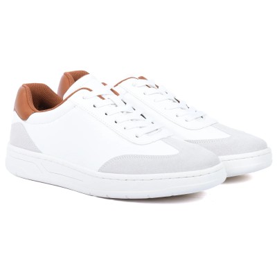 Sneakers homme blanc G L A SHOES GLA-FA-14-BC avec détails camel