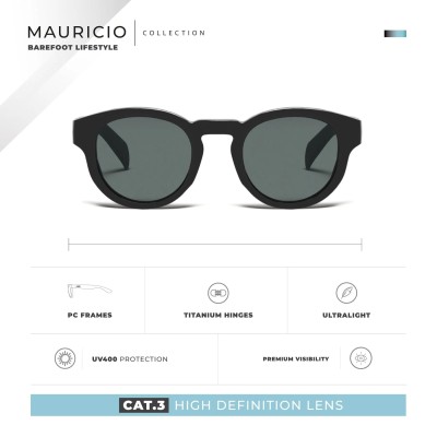 Lunettes de soleil noires HANUKEII MAURICIO HK-014-01