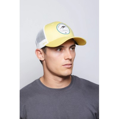 Casquette HANUKEII KANGAROO Animal Soul Jaune-Blanc HK-A05-24M01C04-UN
