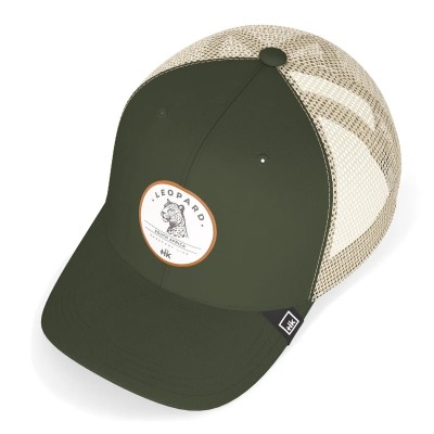 Casquette HANUKEII LEOPARD Animal Soul Vert-Beige HK-A05-24M01C05-UN