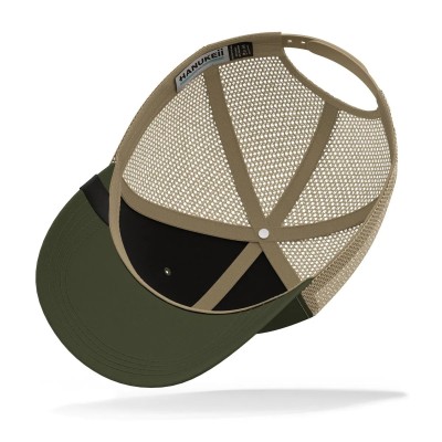 Casquette HANUKEII LEOPARD Animal Soul Vert-Beige HK-A05-24M01C05-UN