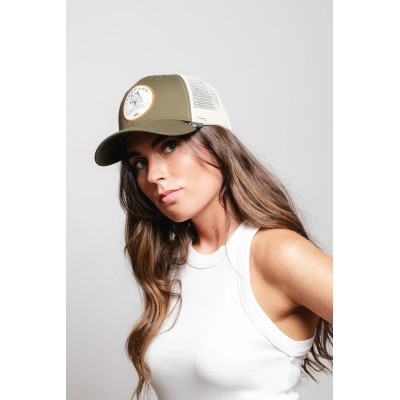 Casquette HANUKEII LEOPARD Animal Soul Vert-Beige HK-A05-24M01C05-UN