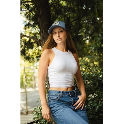 Casquette HANUKEII FOX Animal Soul Bleu-Marron HK-A05-24M01C07-UN