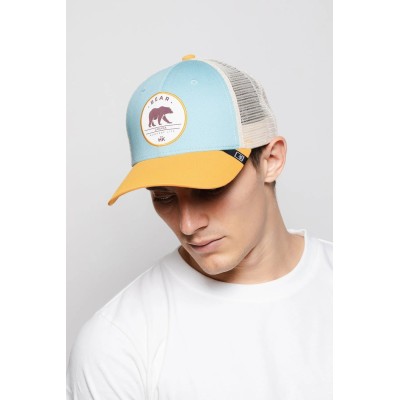 Casquette HANUKEII BEAR Animal Soul Bleu-Jaune HK-A05-24M01C10-UN
